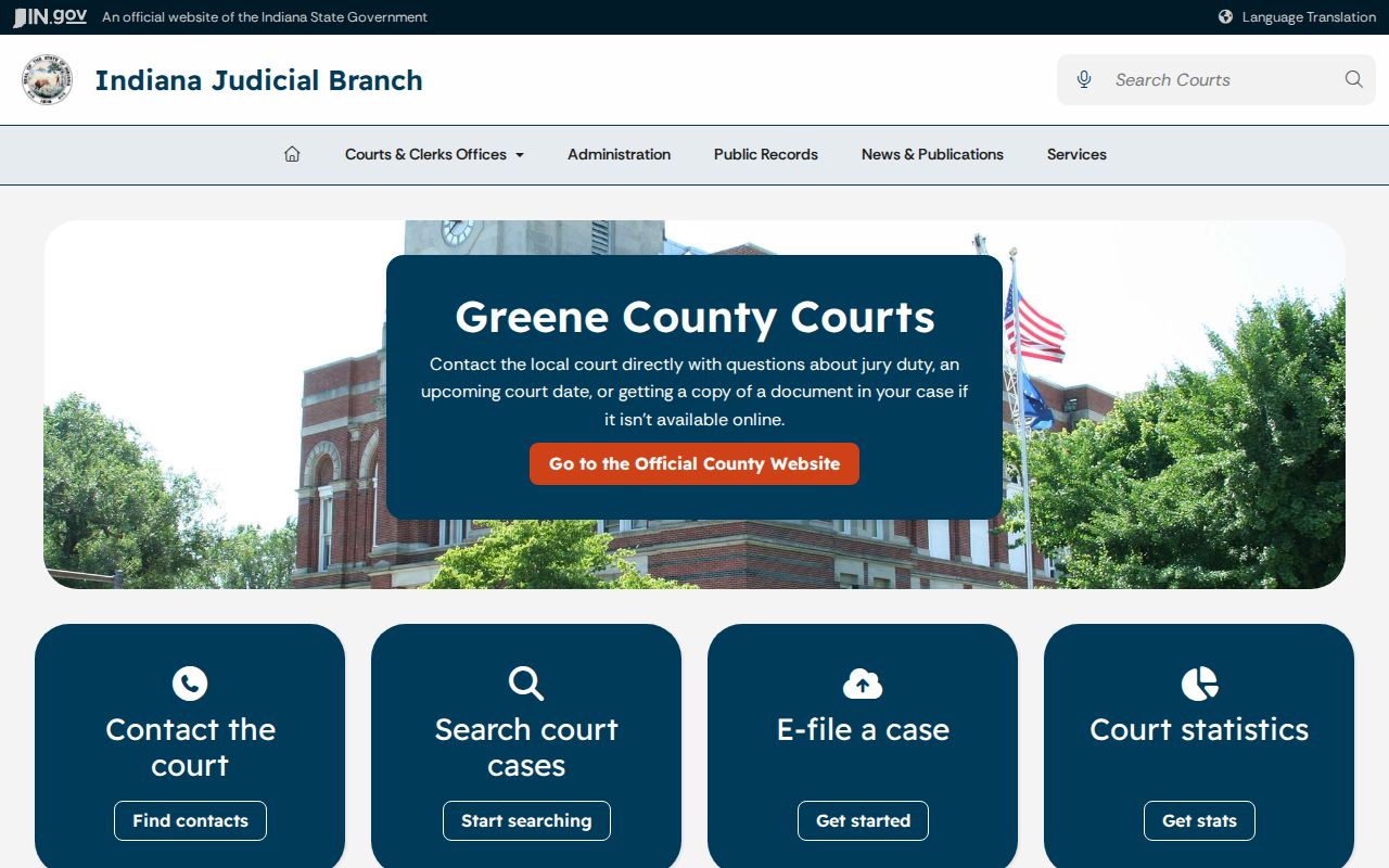 Greene County municipal court warrant routing through Indiana county courts