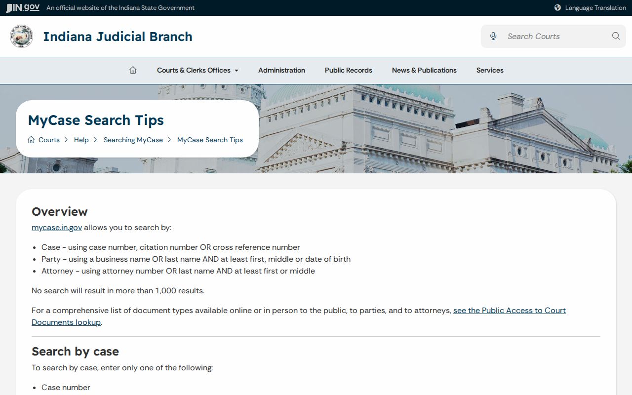 Greene County warrant search tips from Indiana Judiciary