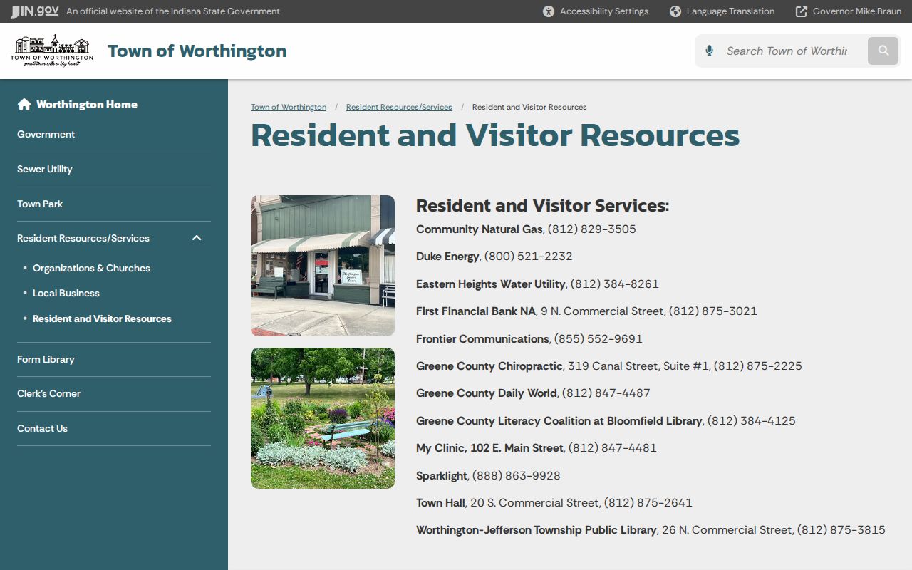 Worthington warrant records routing through the official town resources page