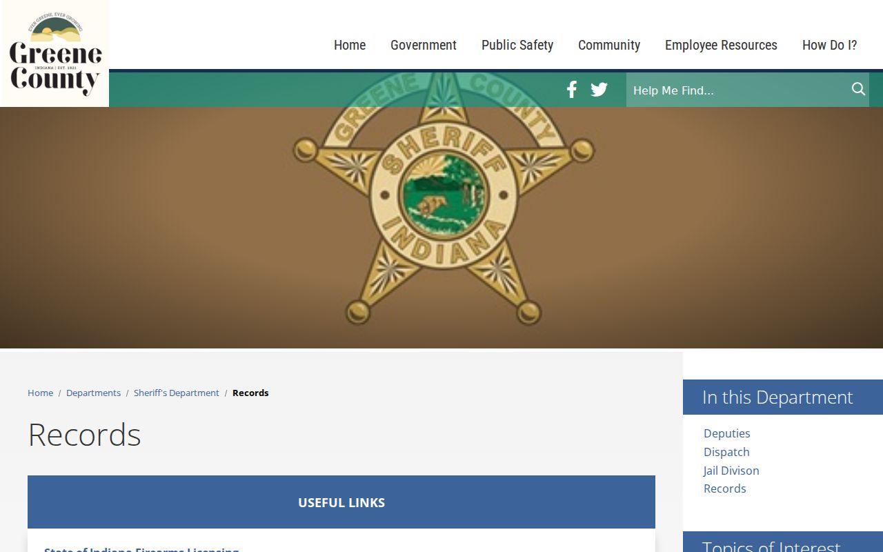 Greene County sheriff Records page for active warrant routing